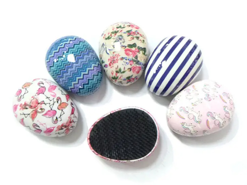 Mga Bata na Transparent na Lavender Colored Detangler Egg Small Hair Brush