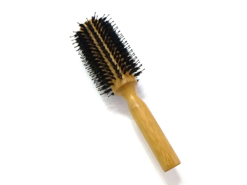 Bamboo Round Boar Bristle Wooden Hair Brush