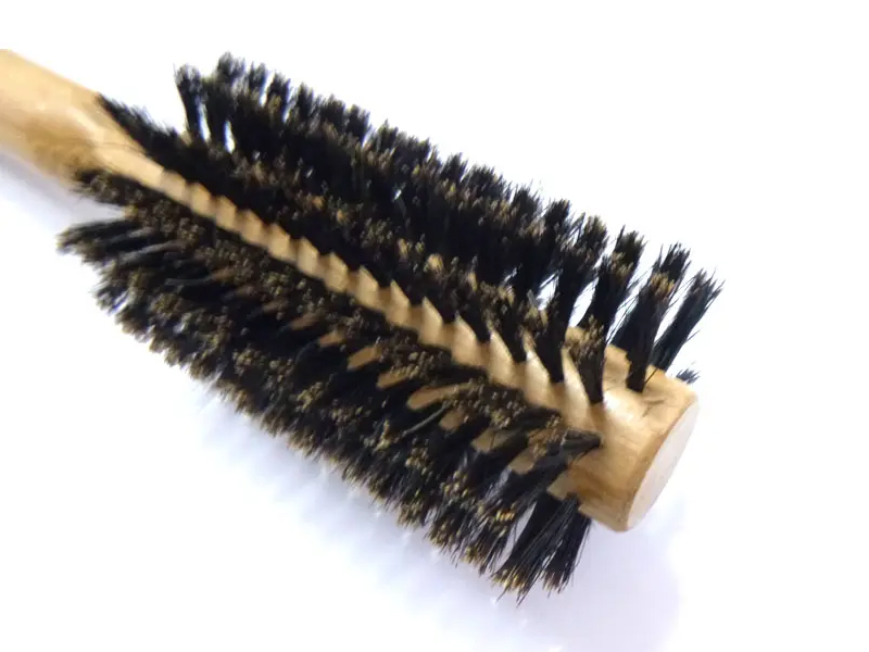 Bamboo Round Boar Bristle Wooden Hair Brush