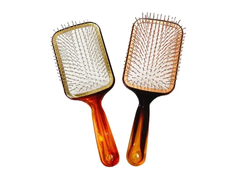 Amber Color Paddle Hair Brush na may Metal Pins