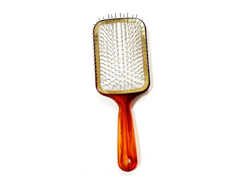 Amber Color Paddle Hair Brush na may Metal Pins