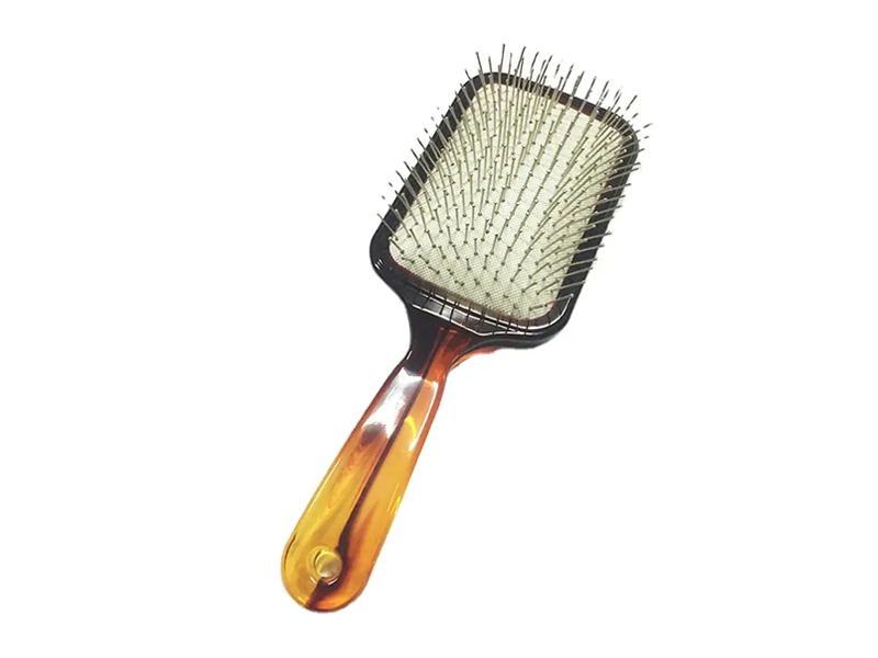 Amber Color Paddle Hair Brush na may Metal Pins
